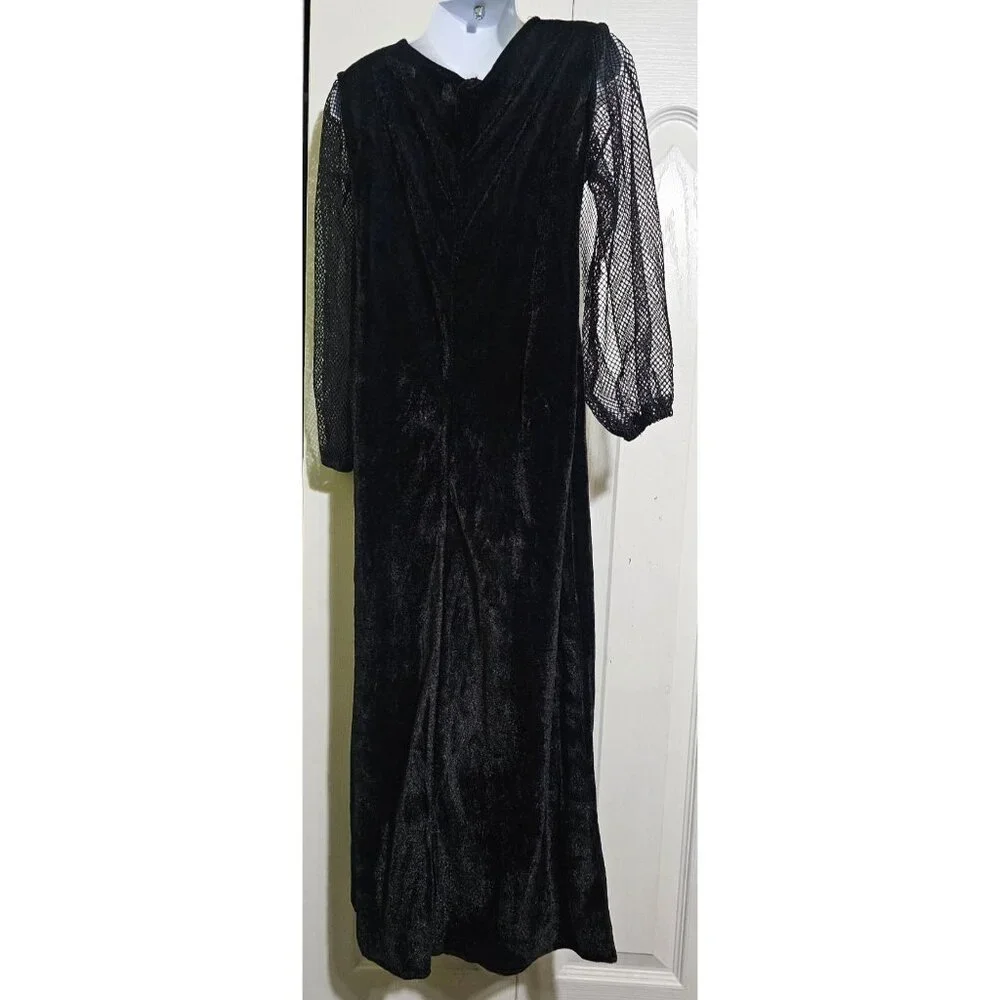 Goth Maiden Witch Costume Girl 4-6 Victorian Velvet Dress Feathered Deluxe Hat
